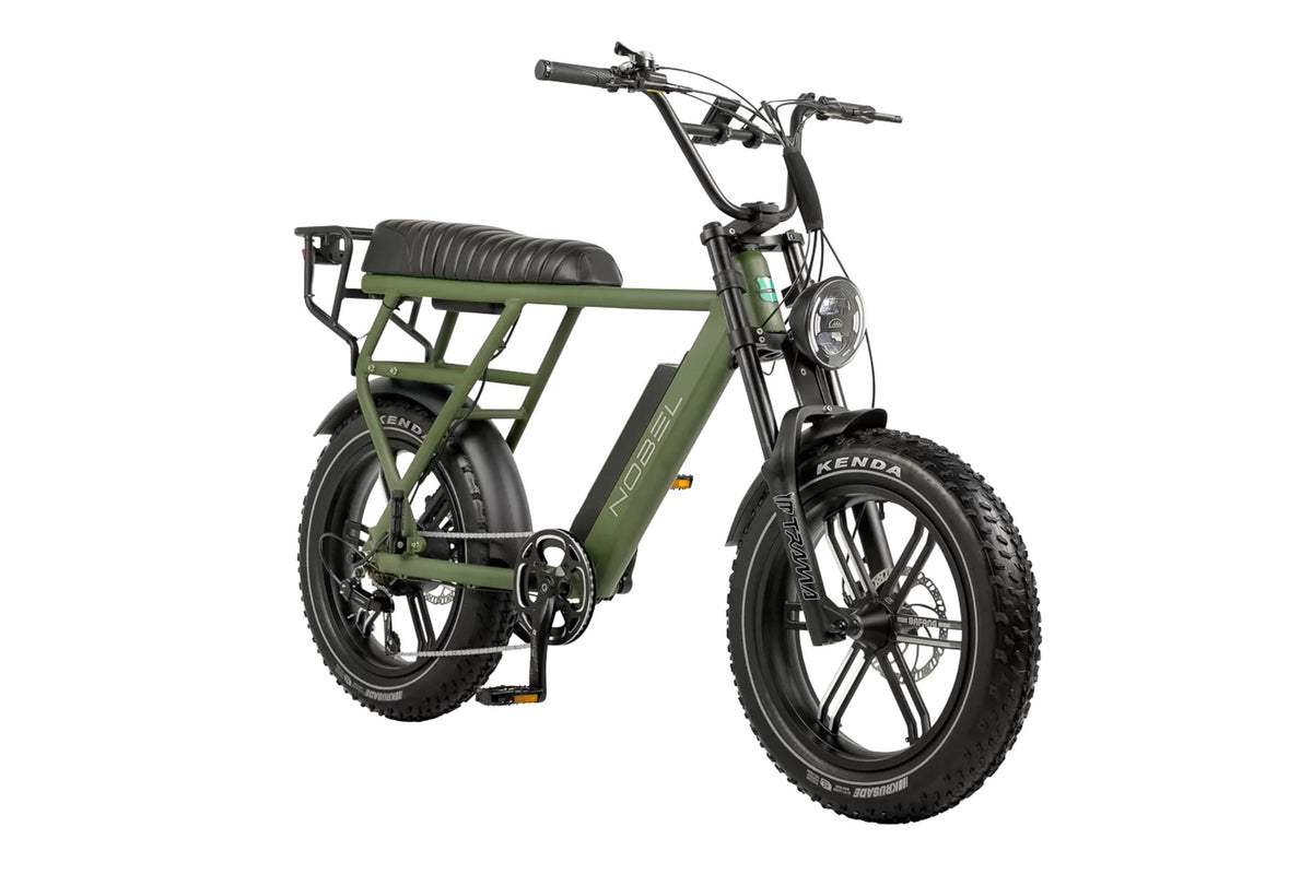 Afbeelding van een Nobel fatbikes, uitgevoerd in Mat army groen 