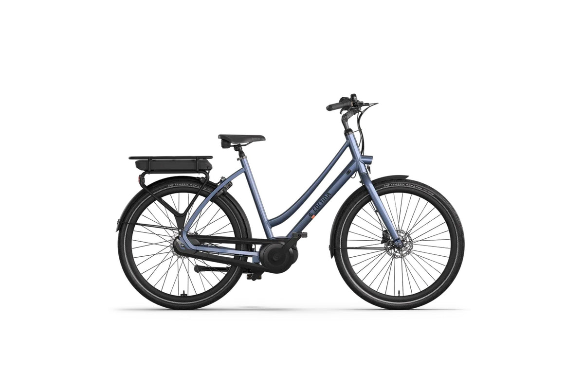 Afbeelding van een E-Tide Dames electric bikes, uitgevoerd in Aegean Blue Gloss
